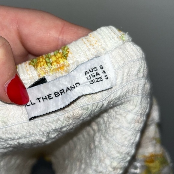 FAITHFULL THE BRAND Carmody Floral Linen Yellow and White Crop Size Small - Picture 6 of 11